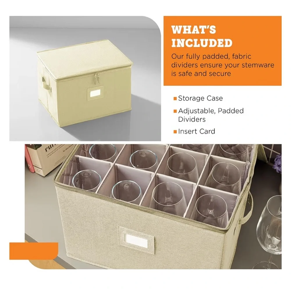 NWT storageLab Wine Glass Storage Unit Holds and Protects 12 wine glasses